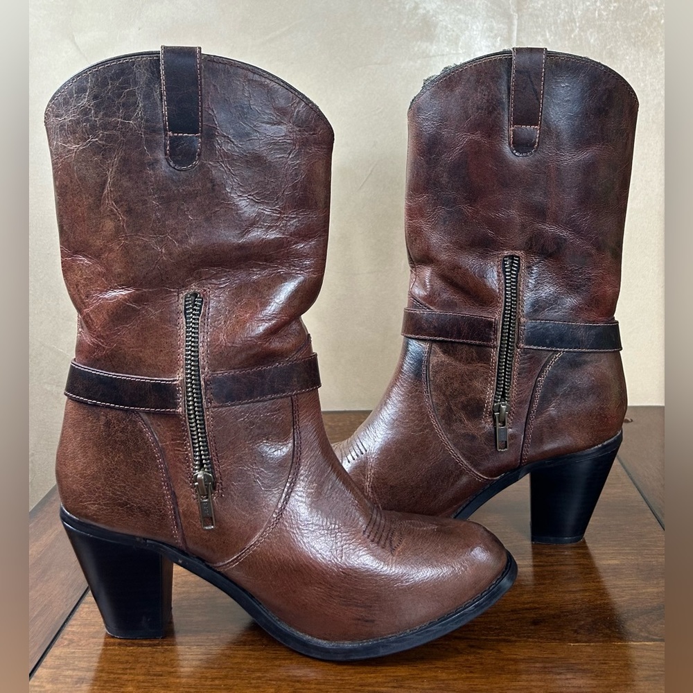 Dingo Women's Nelly Western Boot, Brown with Buckles and Side Zipper Size 10M - Picture 7 of 9
